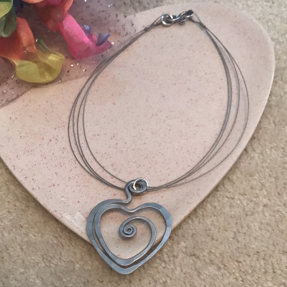 Aluminum Heart Necklace Artist Made - Picture 2 of 7